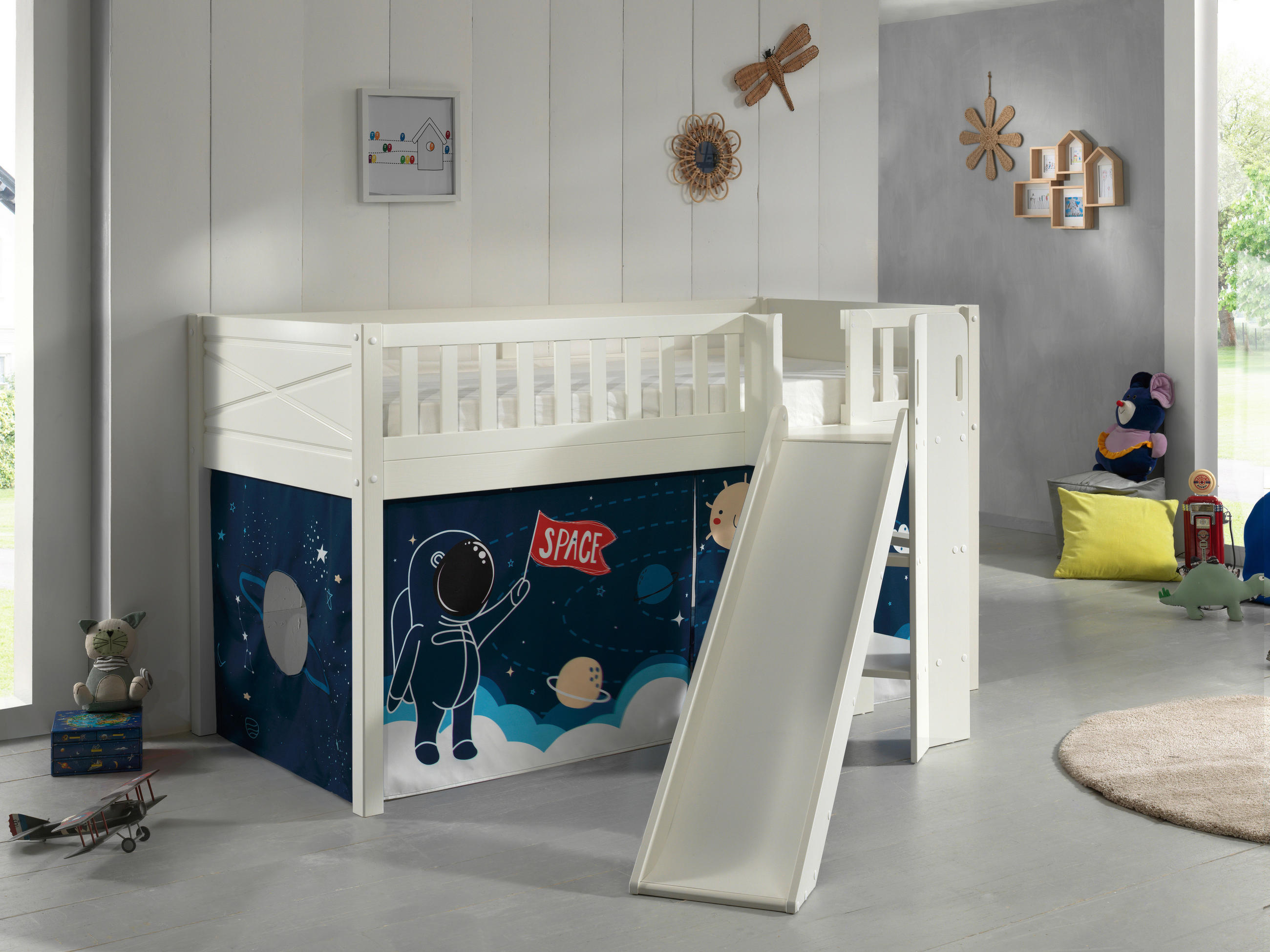 SPIELBETT Kiefer massiv 90/200 cm Weiß  - Naturfarben/Weiß, ROMANTIK / LANDHAUS, Holz (90/200cm) - Vipack