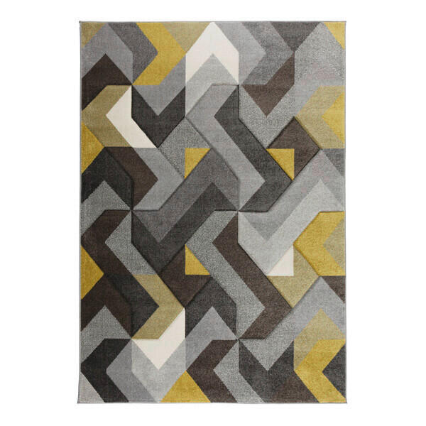 WEBTEPPICH 120/170 cm AURORA Grau, Dunkelgelb  - Dunkelgelb/Grau, KONVENTIONELL, Textil (120/170cm)