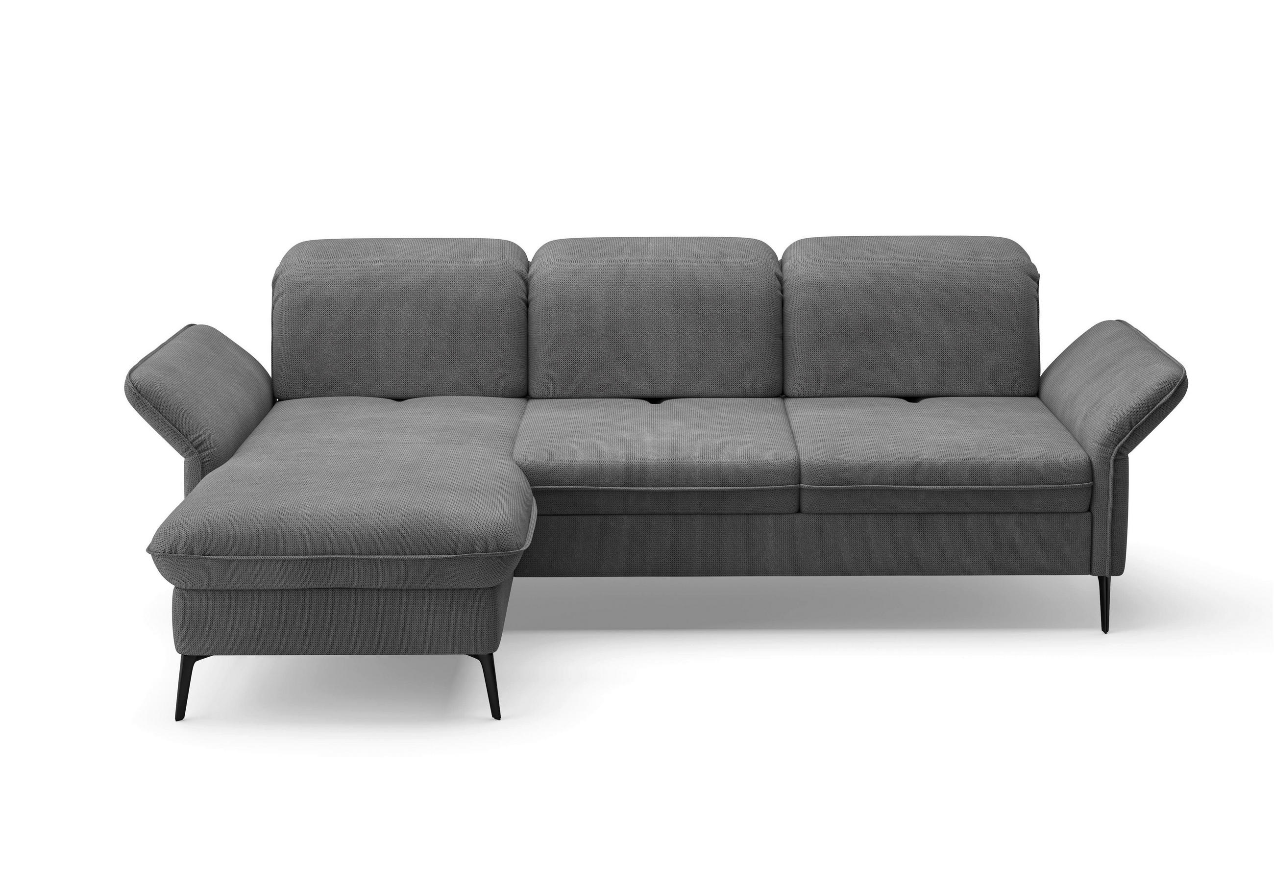 ECKSOFA in Flachgewebe Grau  - Schwarz/Grau, Konventionell, Textil/Metall (198/264cm) - Sit & More