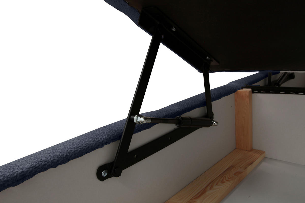 BOXBETT 140/200 cm,  in Blau, Bettkasten, Topper, H3 + H3 = fest  - Blau/Schwarz, Trend, Textil/Metall (140/200cm) - Esposa