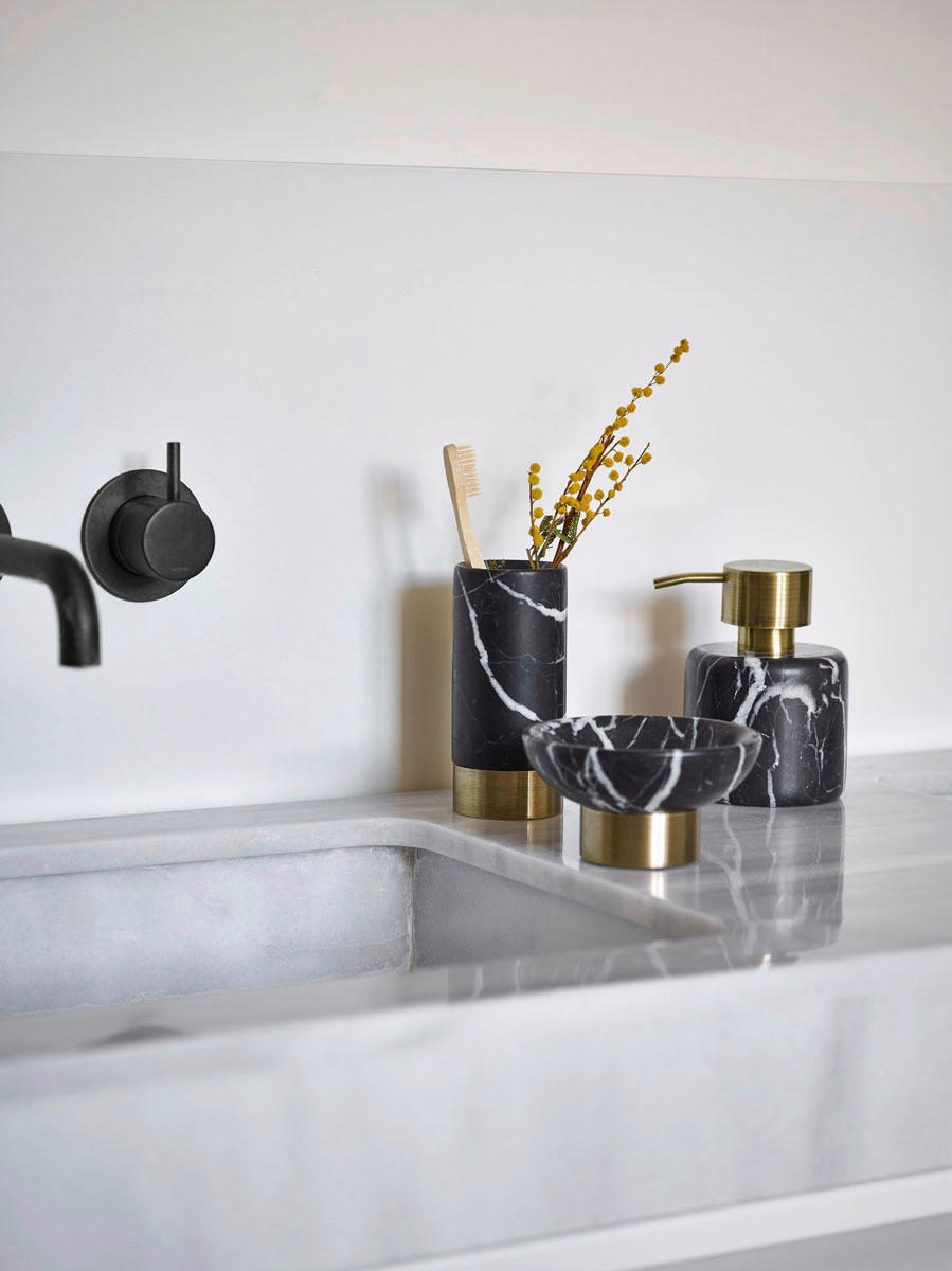 Thumbnail - Aquanova Zahnbürstenhalter Nero, Schwarz, Stein, 13 cm, Badaccessoires, Waschplatzzubehör, Zahnputzbecher
