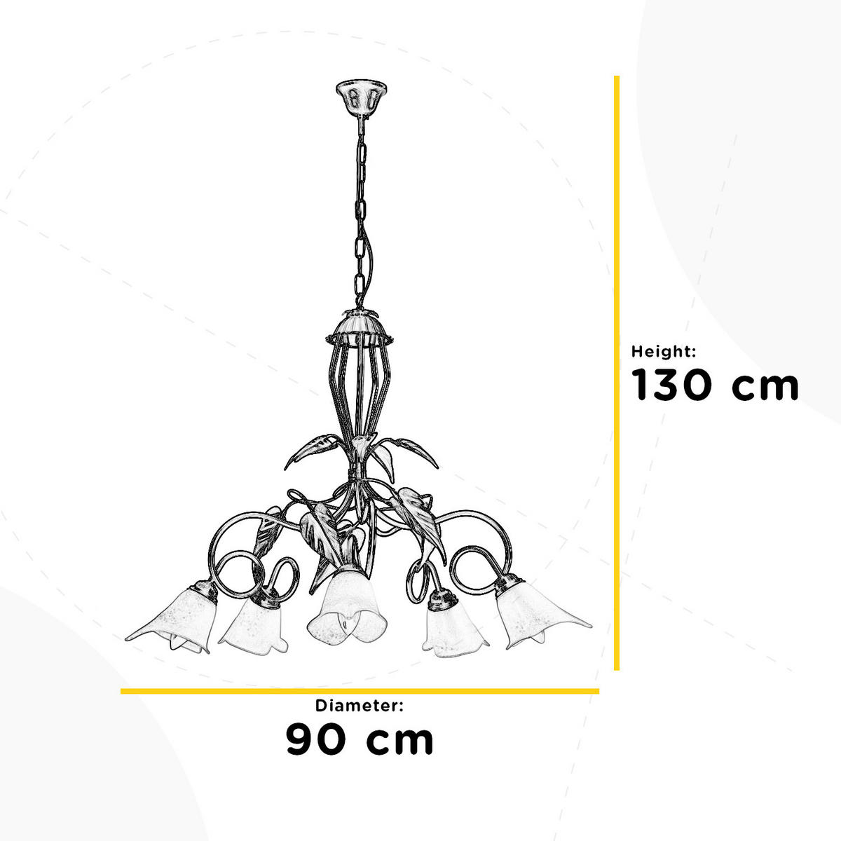 KRONLEUCHTER 90/130 cm  - Bronzefarben/Olivgrün, KONVENTIONELL, Glas/Metall (90/130cm)