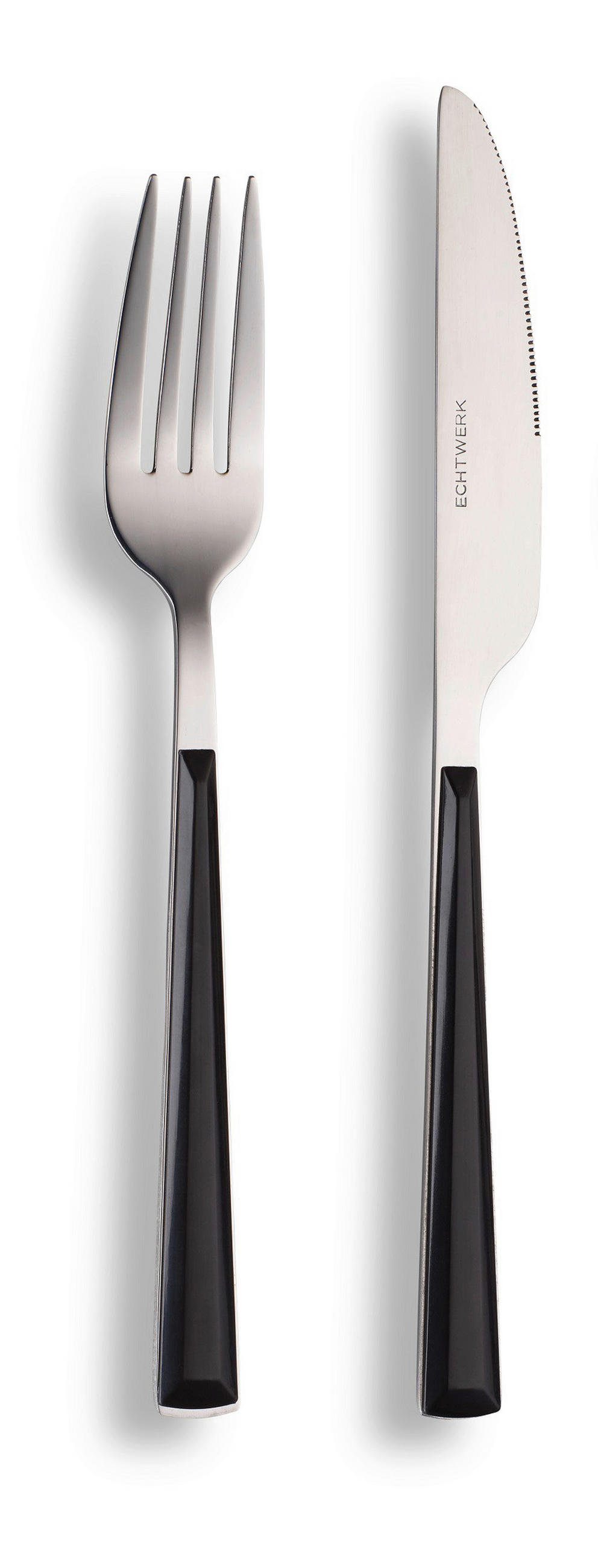 BESTECKSET 16-teilig Edelstahl  - Silberfarben/Schwarz, Basics, Kunststoff/Metall - Echtwerk