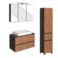 BADEZIMMER  in 130 cm  - Eiche Wotan/Graphitfarben, KONVENTIONELL, Glas/Keramik (130cm) - Xora