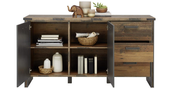 KOMMODE 168/88/42 cm in Grau, Pinienfarben - Anthrazit/Grau, KONVENTIONELL, Holzwerkstoff/Kunststoff (168/88/42cm) - Hom`in