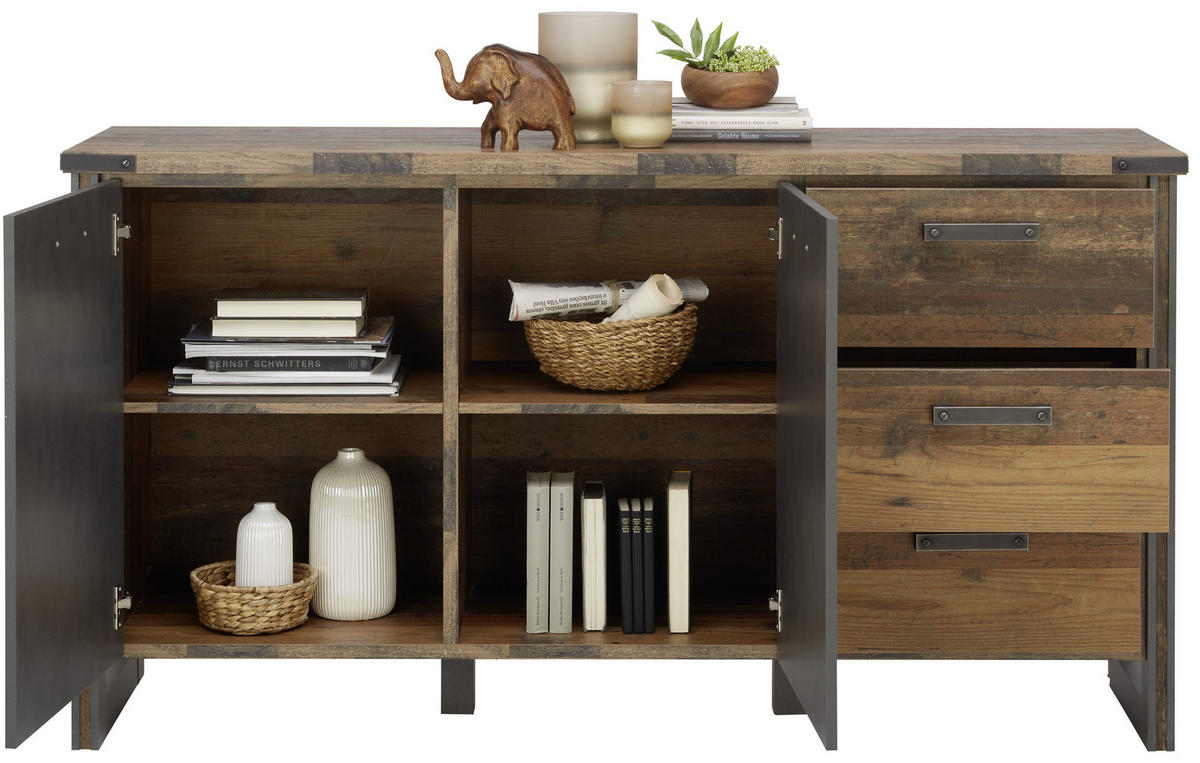 KOMMODE  in 168/88/42 cm  - Anthrazit/Grau, KONVENTIONELL, Holzwerkstoff/Kunststoff (168/88/42cm) - Hom`in
