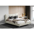 POLSTERBETT 180/200 cm,  in Creme, gepolstertes Kopfteil,  - Creme/Schwarz, Design, Leder/Metall (180/200cm) - Esposa