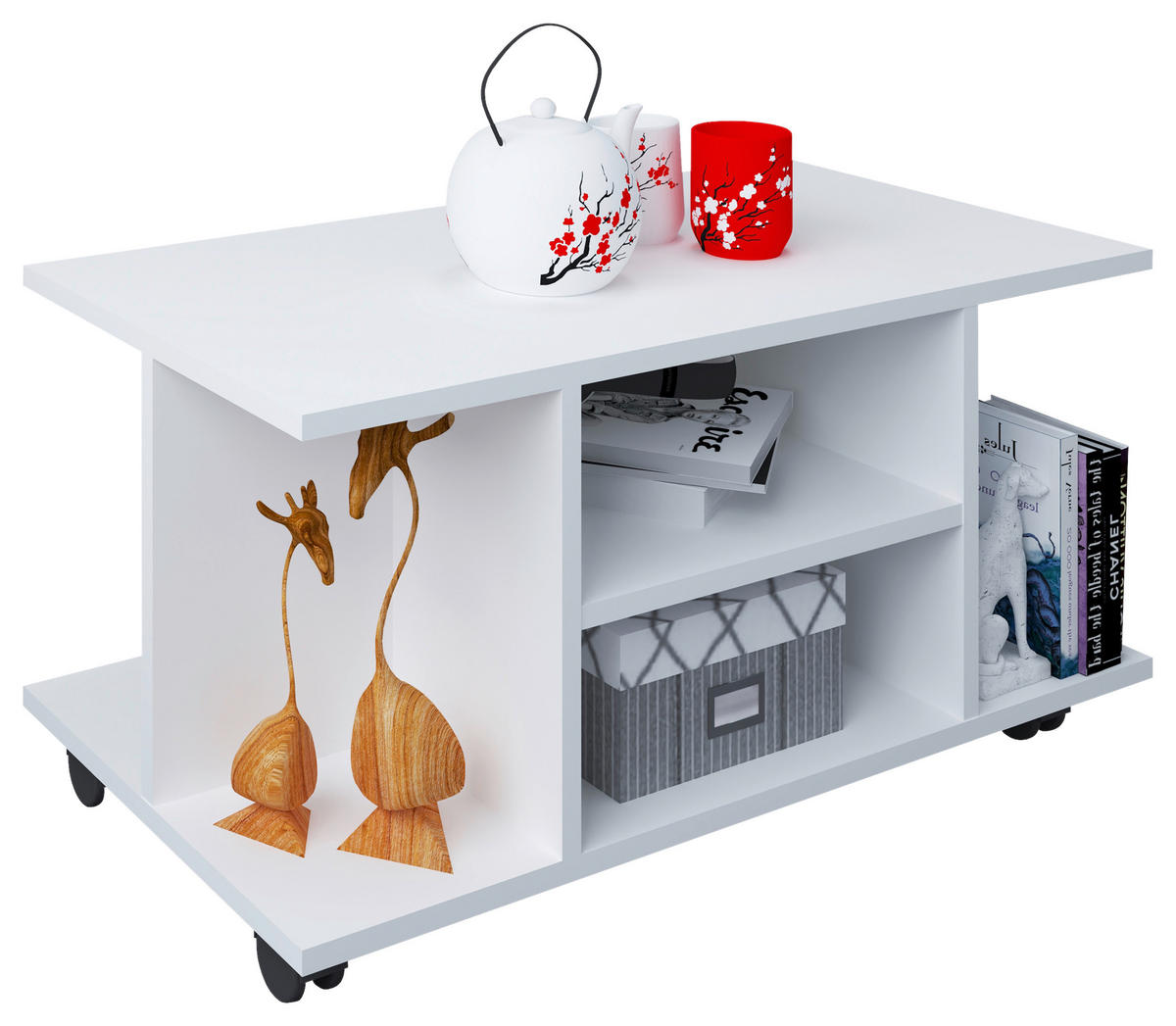 COUCHTISCH Weiß  - Weiß, MODERN, Holzwerkstoff/Kunststoff (80/40/40cm) - MID.YOU