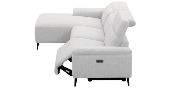 ECKSOFA  in Leinenoptik Hellgrau, Grauweiß  171/270 cm  - Schwarzchrom/Hellgrau, Design, Holz/Kunststoff (171/270cm) - Xora