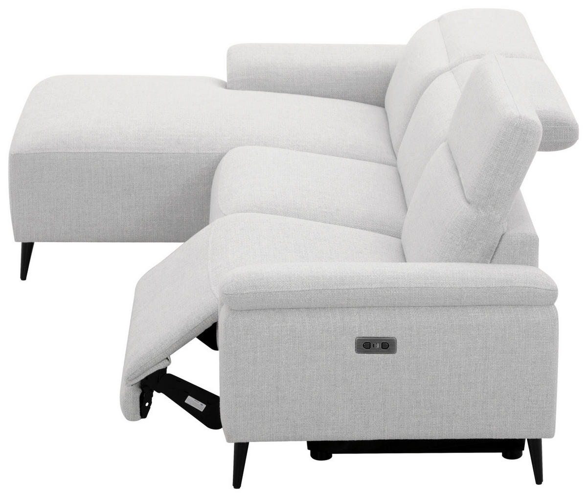 ECKSOFA inkl. Funktionen Hellgrau Leinenoptik  - Schwarzchrom/Hellgrau, Design, Holz/Kunststoff (171/270cm) - Xora