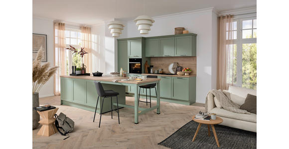 EINBAUKÜCHE   - Eukalyptusholzfarben/Grün, Design, Holzwerkstoff - Novel