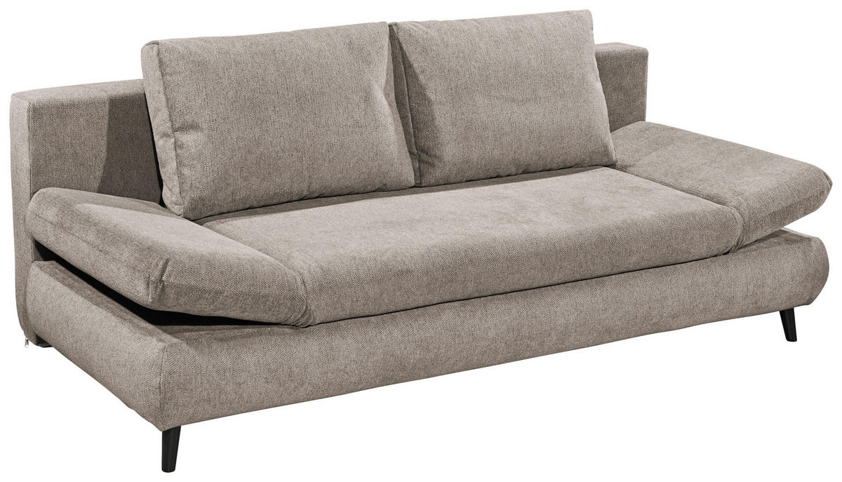 SCHLAFSOFA Mikrofaser Taupe  - Taupe/Schwarz, KONVENTIONELL, Kunststoff/Textil (212/88/101cm) - MID.YOU