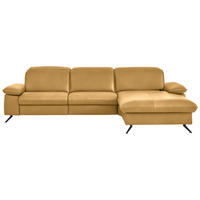 ECKSOFA  Echtleder Gelb  - Gelb/Schwarz, Design, Leder/Metall (307/169cm) - Beldomo Premium
