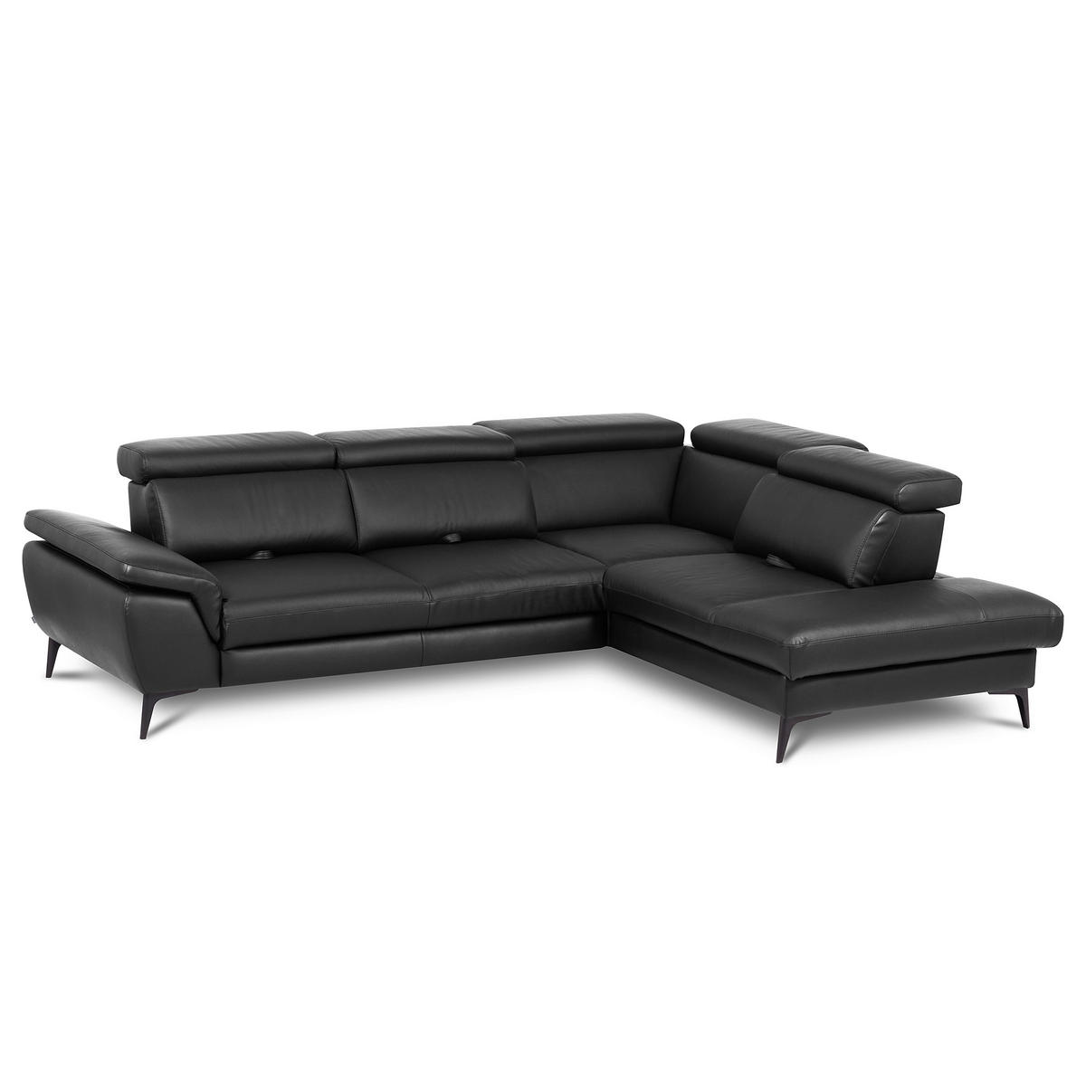 ECKSOFA  in Lederlook Echtleder Schwarz  274/220 cm  - Schwarz, Design, Leder/Textil (274/220cm) - Livetastic