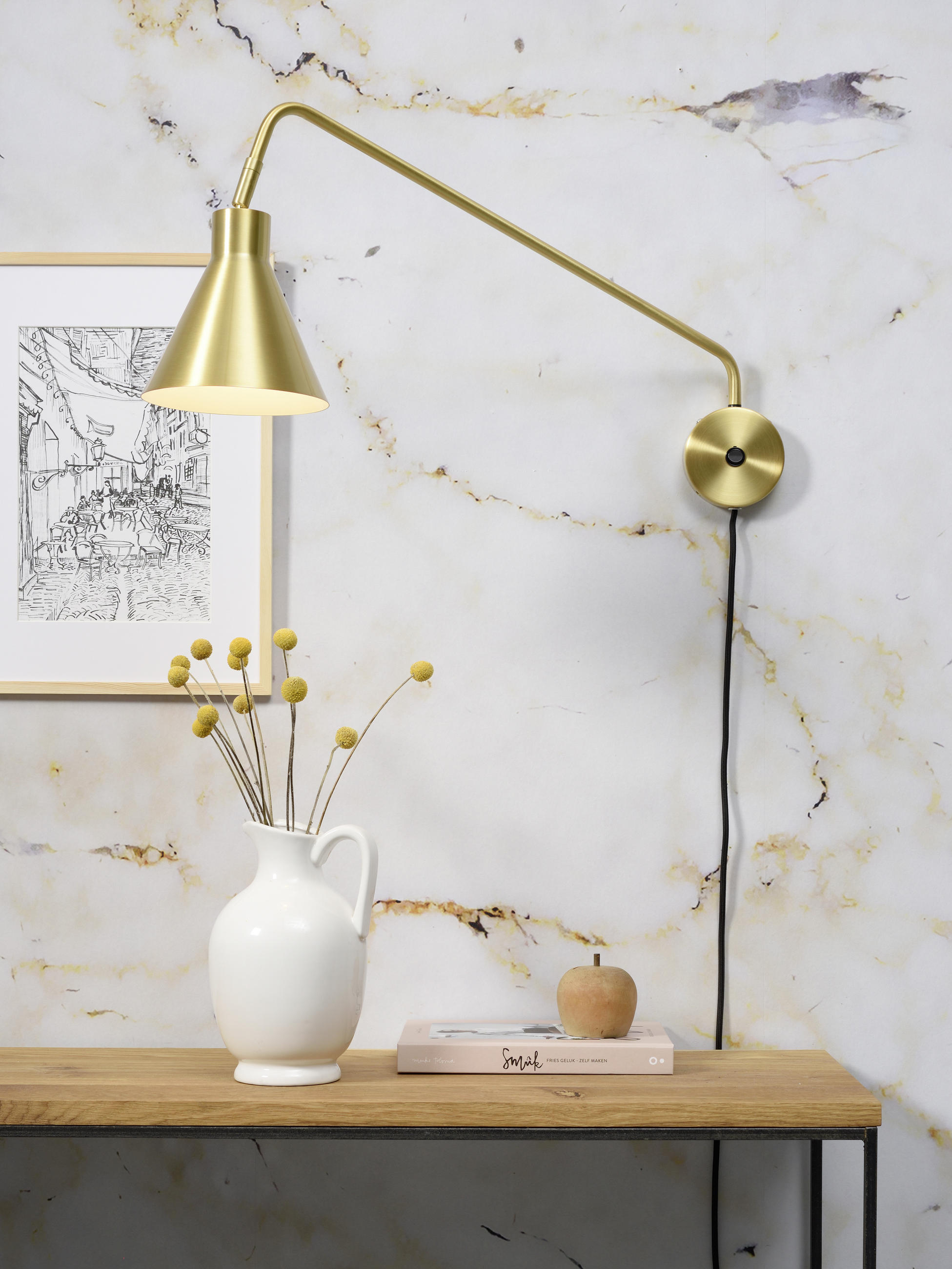 WANDLEUCHTE Lyon 25/68 cm   - Goldfarben, Design, Metall (25/68cm) - It's about Romi