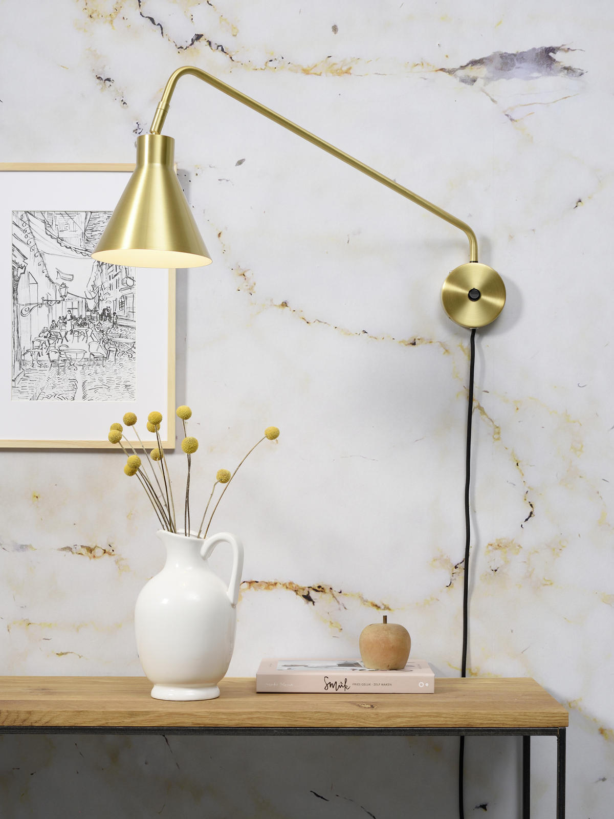 WANDLEUCHTE Lyon 25/68 cm   - Goldfarben, Design, Metall (25/68cm) - It's about Romi