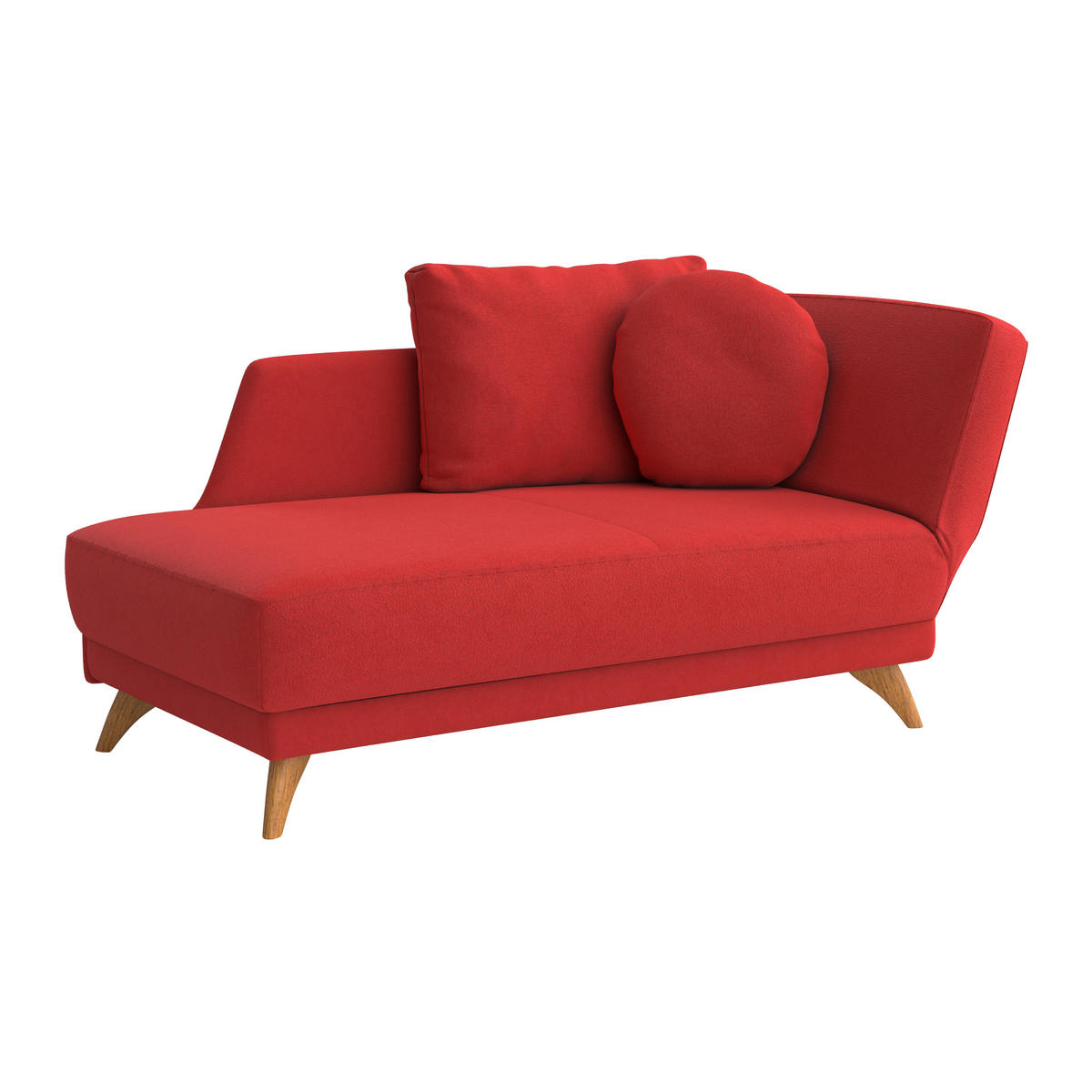 RÉCAMIERE in Flachgewebe Rot  - Eichefarben/Rot, Modern, Holz/Textil (205/74-87/94cm) - Bali