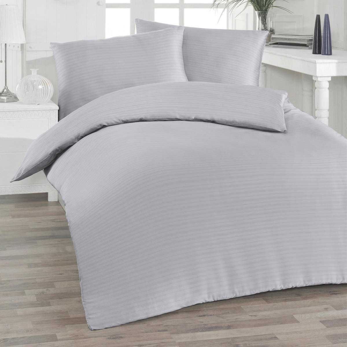 POSTEĽNÁ BIELIZEŇ, seersucker, svetlosivá, 200/200 cm - svetlosivá, Design, textil (200/200cm) - Florella