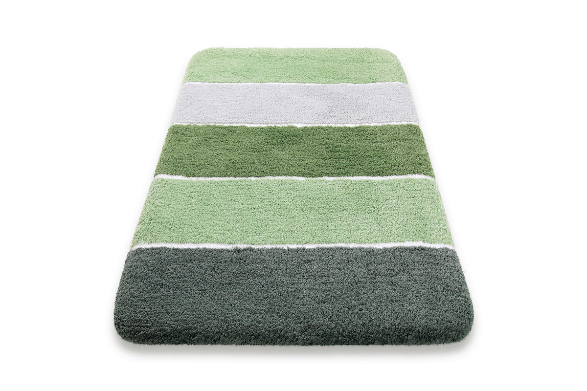 BADTEPPICH Grau, Grün 55/65 cm  - Grau/Grün, Basics, Kunststoff/Textil (55/65cm) - WECON HOME