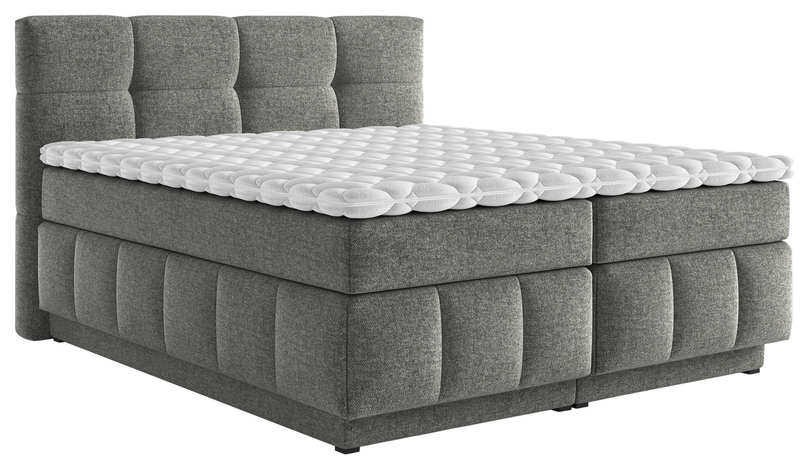 BOXSPRINGBETT 160/200 cm  in Dunkelgrau  - Dunkelgrau/Schwarz, KONVENTIONELL, Kunststoff/Textil (160/200cm) - Carryhome