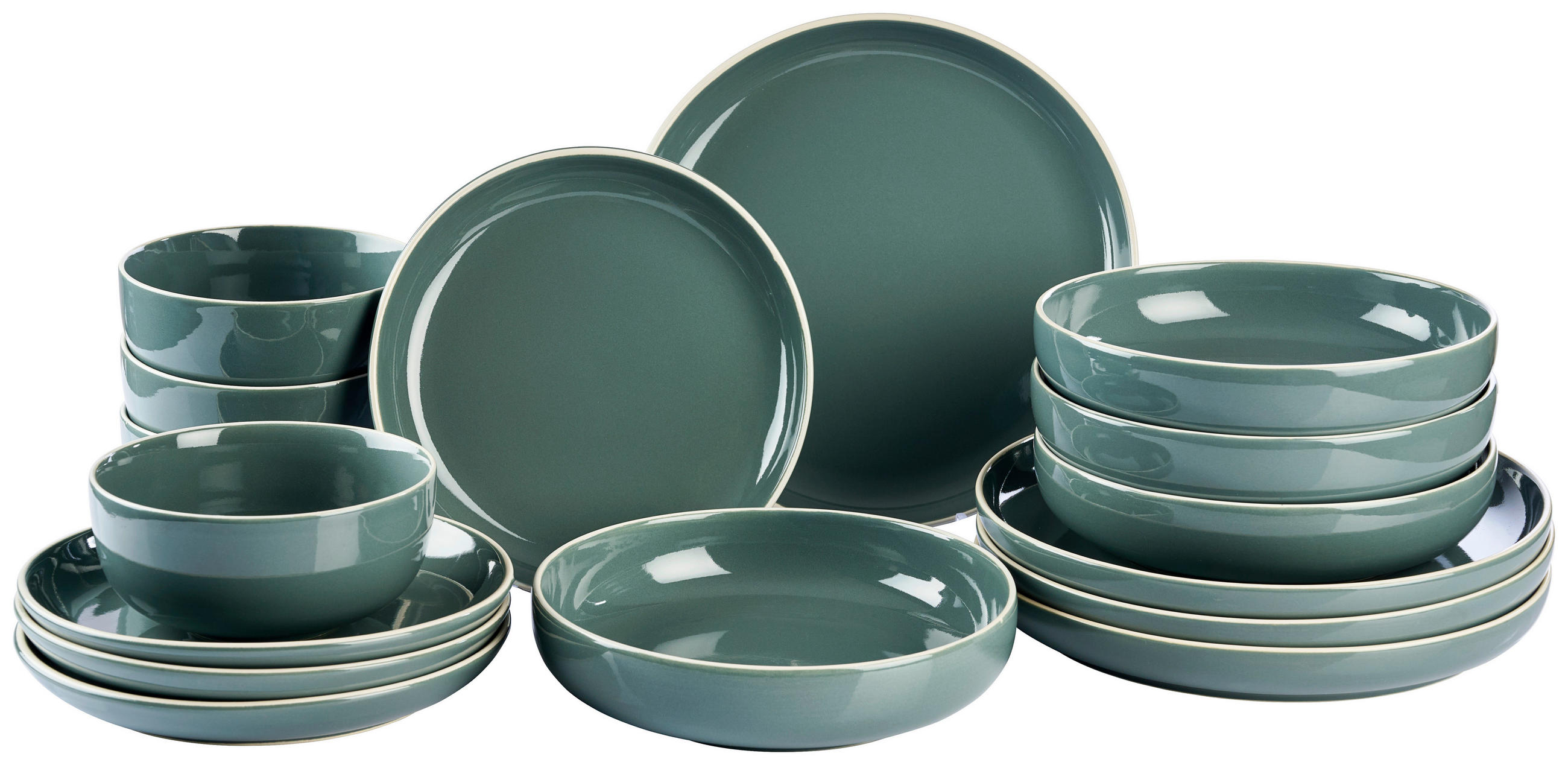 KOMBISERVICE Bastia azzurro 16-teilig  - Blau, Trend, Keramik - Novel