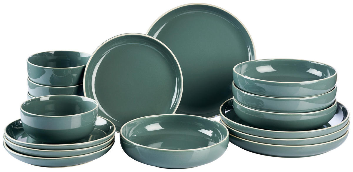 KOMBISERVICE Bastia azzurro 16-teilig  - Blau, Trend, Keramik - Novel