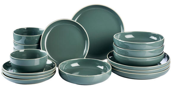 KOMBISERVICE Bastia azzurro 16-teilig  - Blau, Trend, Keramik - Novel