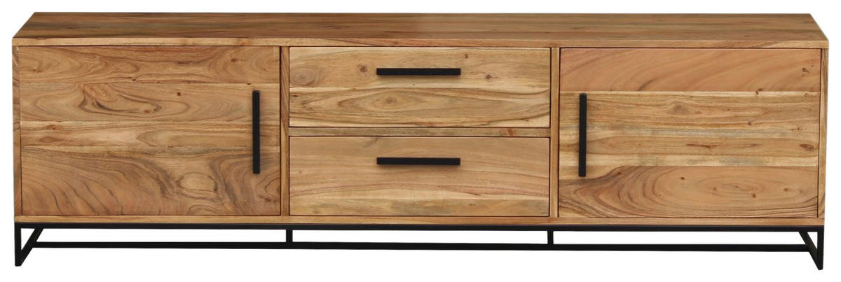 LOWBOARD  in 175/50/40 cm  - Schwarz/Akaziefarben, Design, Holz/Metall (175/50/40cm) - home24