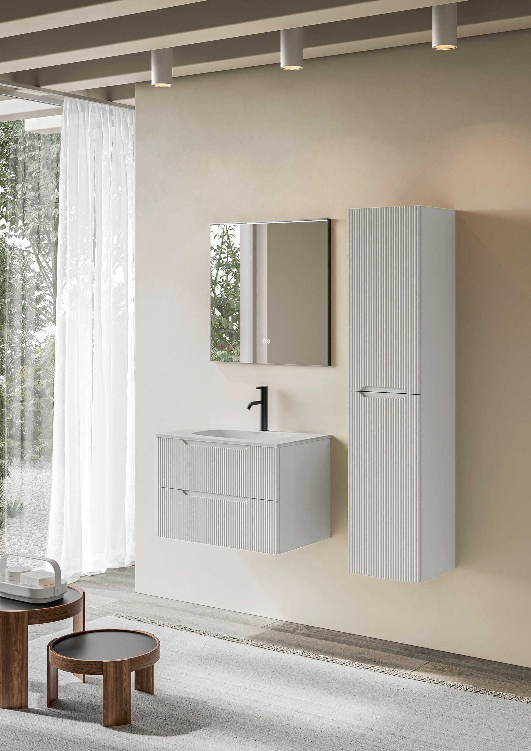 BADEZIMMER 3-teilig  in 70 cm  - Weiß, KONVENTIONELL, Holzwerkstoff/Stein (70cm) - Belluti