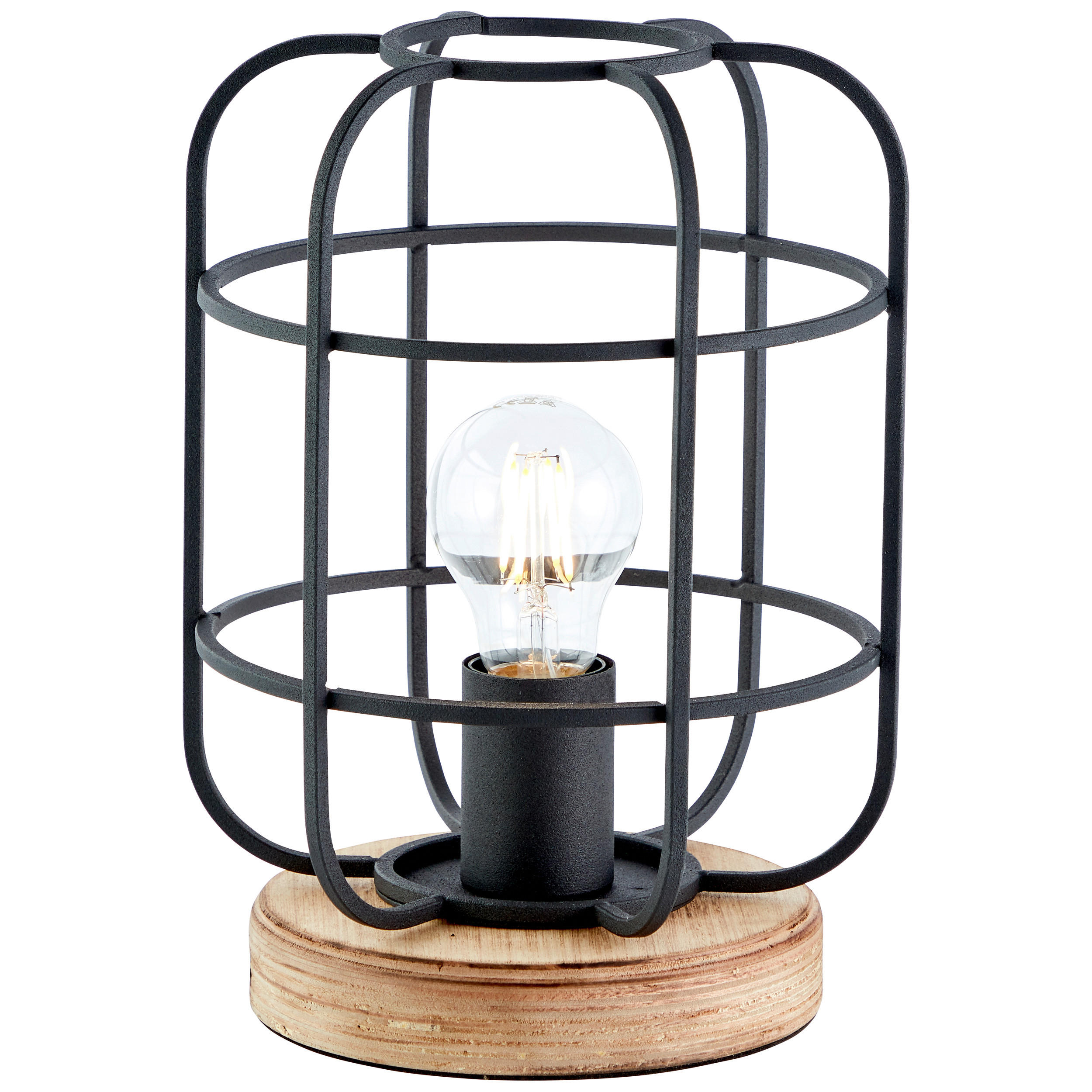 TISCHLEUCHTE 20/26,5 cm   - Schwarz/Braun, Design, Holz/Metall (20/26,5cm) - Brilliant