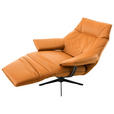 RELAXSESSEL Echtleder Relaxfunktion, Kopfteilverstellung, Rücken echt    - Rostfarben/Beige, Design, Leder/Metall (92/79/82cm) - Dieter Knoll