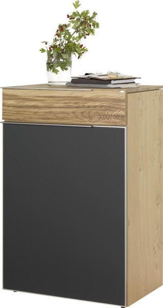 SCHUHSCHRANK Altholz, Eiche furniert, mehrschichtige Massivholzplatte (Tischlerplatte) Grau, Eichefarben  - Eichefarben/Silberfarben, Design, Glas/Holz (64/98/42,5cm) - Voglauer