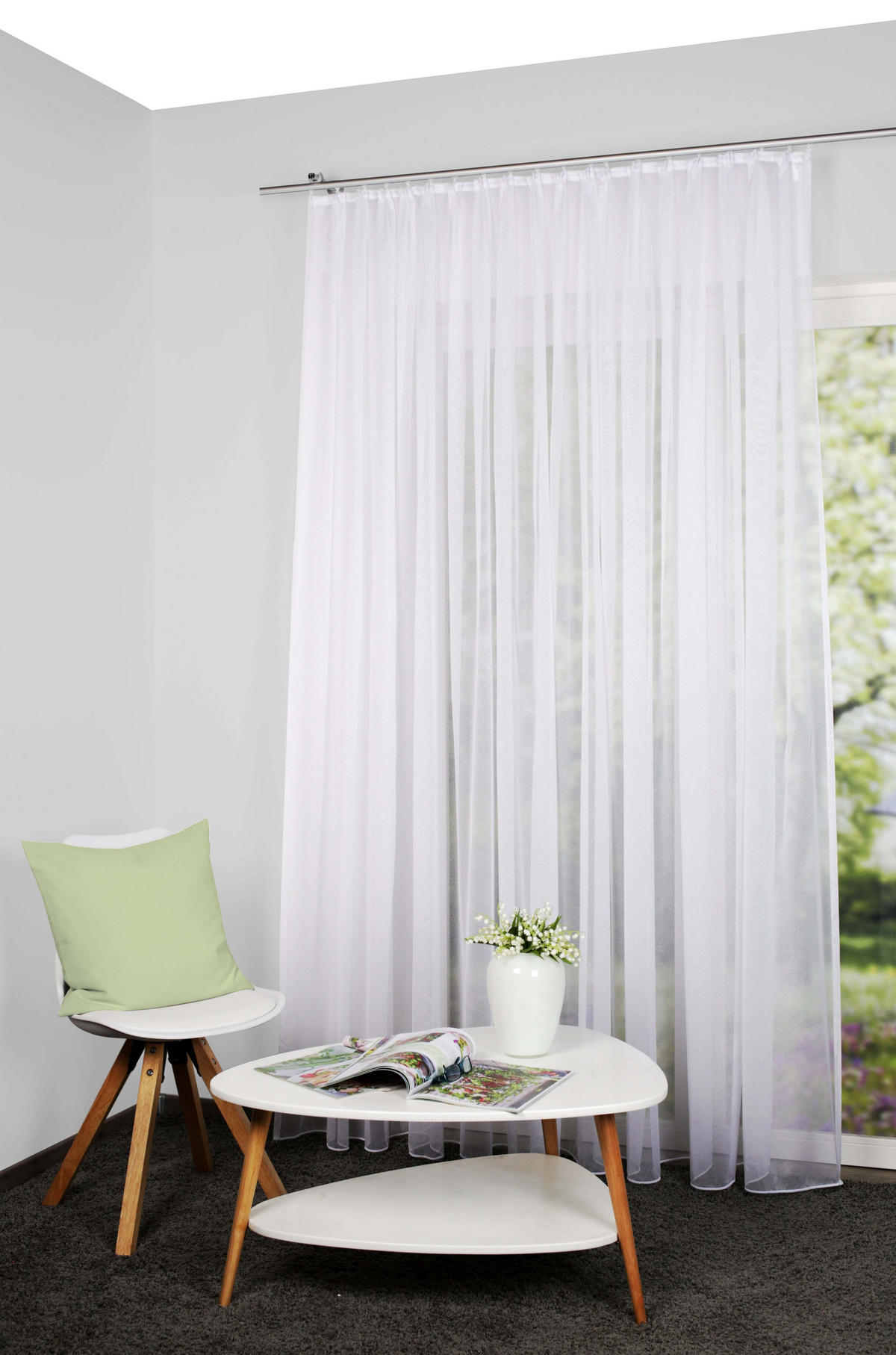 KUSOVÁ ZÁCLONA, 450/120 cm - bílá, Basics, textil (450/120cm) - Schmidt W. Gmbh