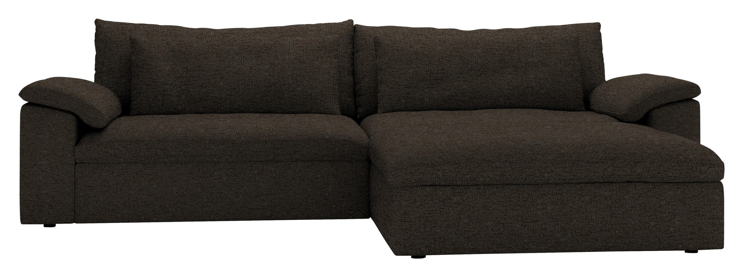 ECKSOFA Flachgewebe Schwarzbraun  - Schwarzbraun/Schwarz, Modern, Kunststoff/Textil (306/198cm) - Carryhome