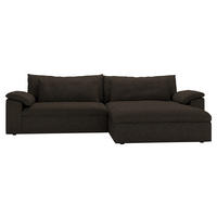 ECKSOFA Flachgewebe Schwarzbraun  - Schwarzbraun/Schwarz, Modern, Kunststoff/Textil (306/198cm) - Carryhome