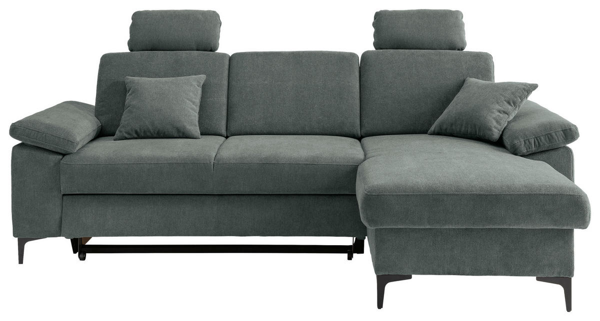 ECKSOFA Chenille Dunkelgrün  - Dunkelgrün/Schwarz, Konventionell, Textil/Metall (245/151cm) - Livetastic