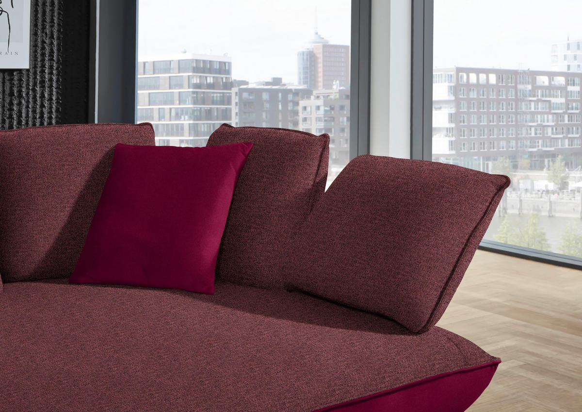 ECKSOFA in Flachgewebe Rot  - Rot/Schwarz, Design, Textil/Metall (320/169cm) - Moderano