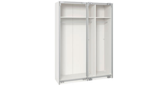 SCHWEBETÜRENSCHRANK in Weiß - Edelstahlfarben/Weiß, Design, Holzwerkstoff (152/236/65cm) - Carryhome