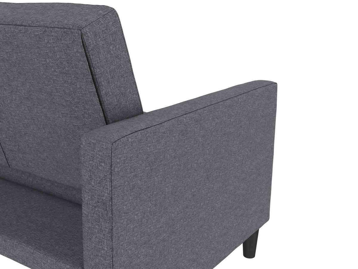 SCHLAFSOFA Webstoff, Leinenoptik Grau  - Schwarz/Grau, Basics, Kunststoff/Textil (207/86/86cm) - Livetastic