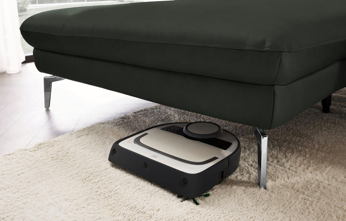 ECKSOFA in Echtleder Dunkelgrün  157/325 cm  - Dunkelgrün/Schwarz, Design, Leder/Metall (157/325cm) - Dieter Knoll