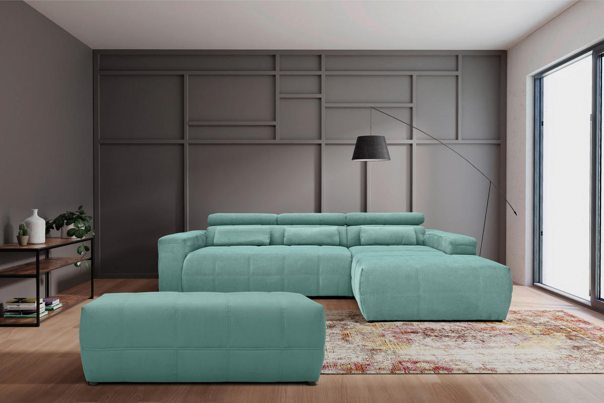 HOCKER Mikrofaser Mintgrün  - Schwarz/Mintgrün, Design, Kunststoff/Textil (150/60/40cm) - MID.YOU