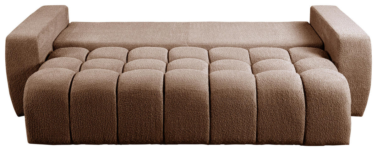 SCHLAFSOFA  mit Liegefunktion, Schlafen auf Sitzhöhe Struktur, Bouclé Altrosa  - Schwarz/Altrosa, Basics, Kunststoff/Textil (250/86/140cm) - Livetastic