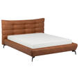 POLSTERBETT 180/200 cm,  in Cognac, gepolstertes Kopfteil,  - Cognac/Schwarz, Design, Leder/Metall (180/200cm) - Esposa