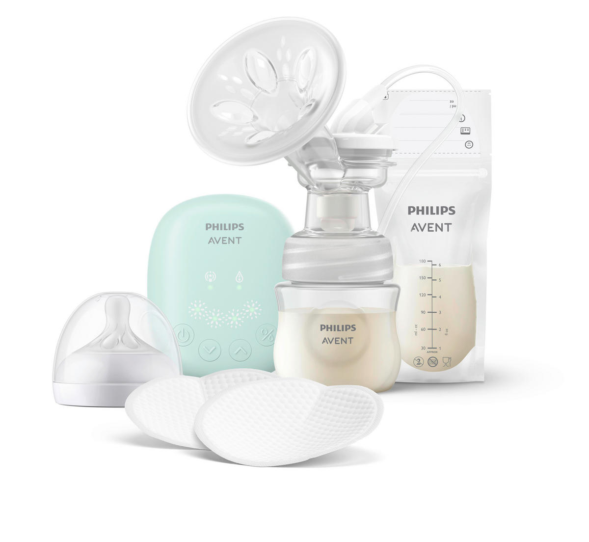 PUMPICA ZA MLEKO - višebojna, Osnovno, staklo (10,75/16,9/24,4cm) - Avent