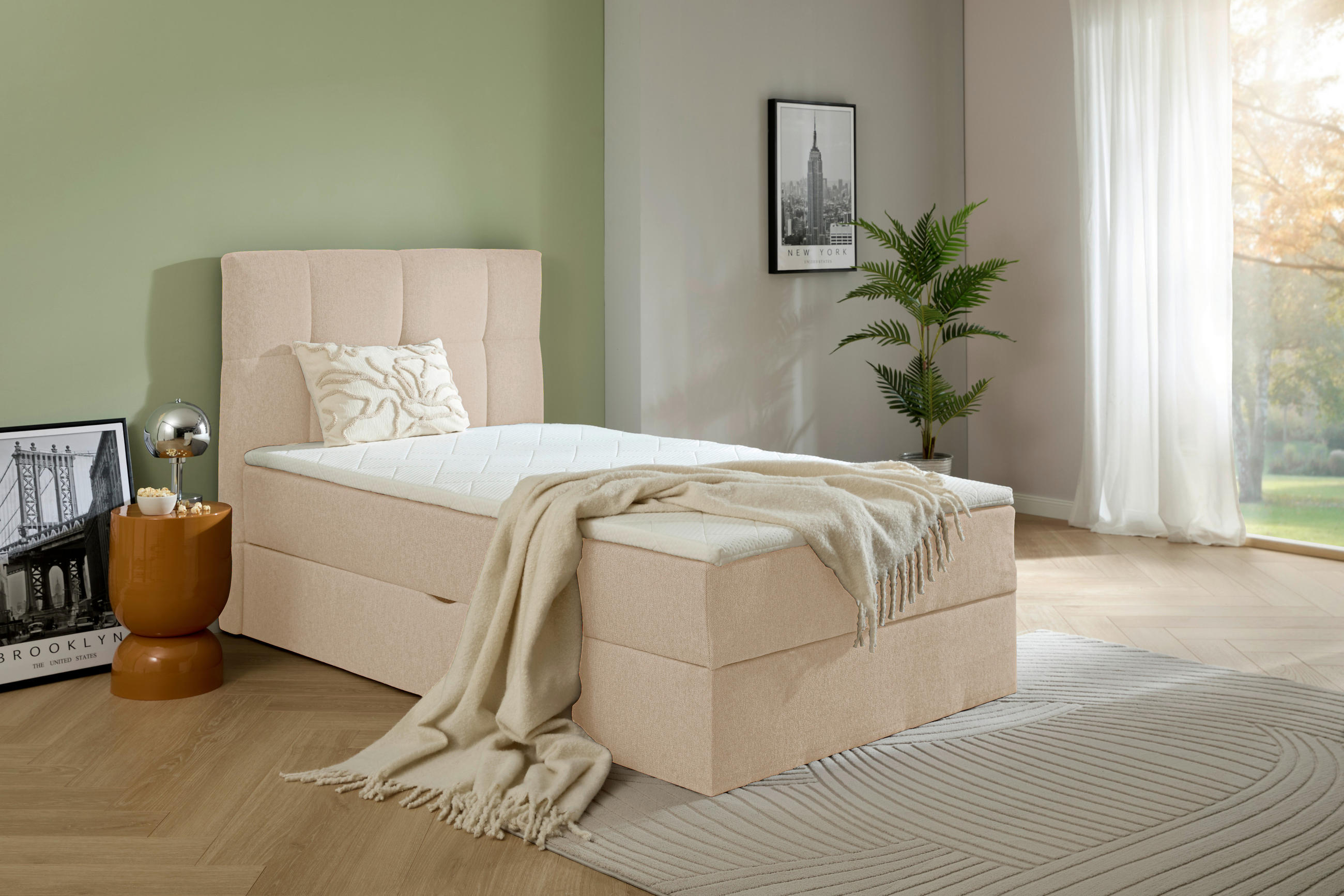 BOXBETT 90/200 cm  in Creme  - Creme, KONVENTIONELL, Textil (90/200cm) - Boxxx