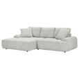 Ecksofa mit Funktion Creme Flachgewebe Zierkissen, Rückenkissen, Bettkasten, Schlaffunktion, Rücken echt, Liegefläche im Originalstoff  - Creme/Schwarz, KONVENTIONELL, Kunststoff/Textil (190/277cm) - Carryhome