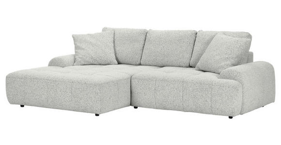Ecksofa mit Funktion Creme Flachgewebe Zierkissen, Rückenkissen, Bettkasten, Schlaffunktion, Rücken echt, Liegefläche im Originalstoff  - Creme/Schwarz, KONVENTIONELL, Kunststoff/Textil (190/277cm) - Carryhome