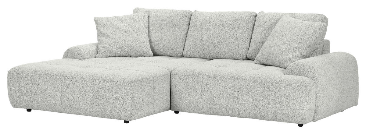 Ecksofa mit Funktion Creme Flachgewebe Zierkissen, Rückenkissen, Bettkasten, Schlaffunktion, Rücken echt, Liegefläche im Originalstoff  - Creme/Schwarz, KONVENTIONELL, Kunststoff/Textil (190/277cm) - Carryhome