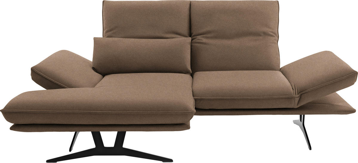 ECKSOFA in Echtleder Greige  - Greige/Gelb, Design, Leder/Metall (130/210cm) - Dieter Knoll