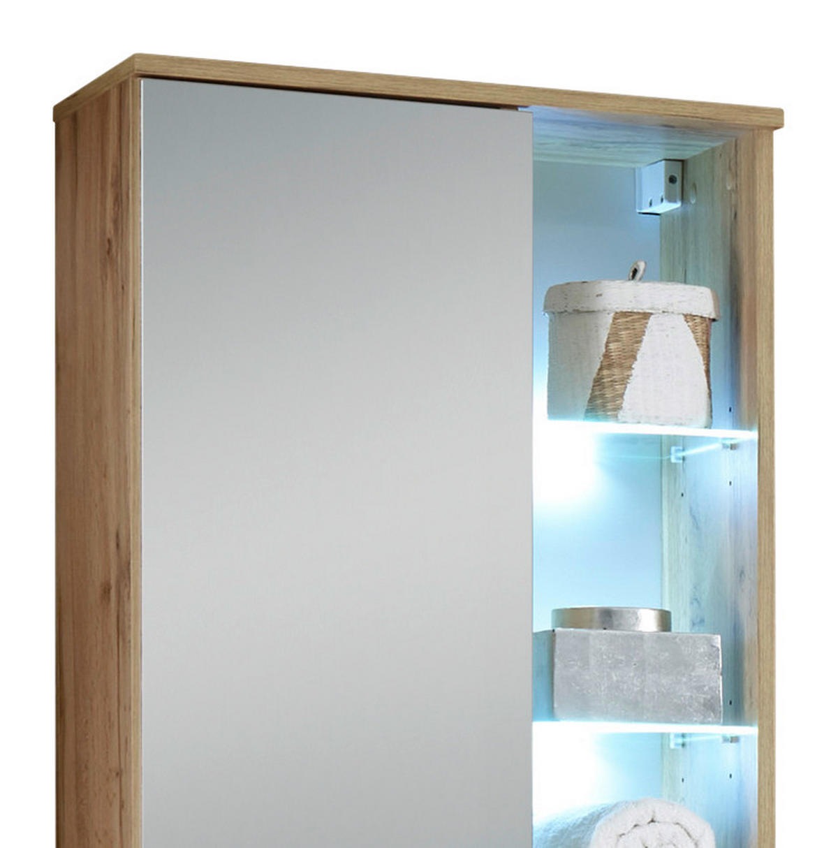 VISOKI ORMAR  boja hrasta  - boja hrasta, Moderno, staklo/pločasti materijal (55/160/30cm) - Xora